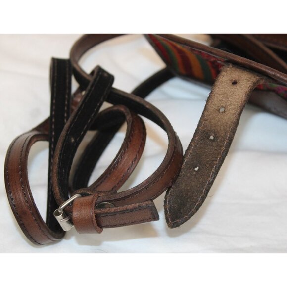 Peruvian Leather Bag Small Purse Woven Textile Women Shoulder Cross Body Saddle - Picture 11 of 11